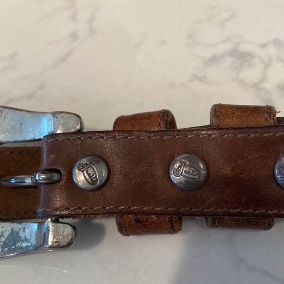 Justin vintage brown leather embossed silver buckle 90s western bohemian Gypsy main image 3